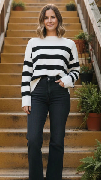 Suéter negro blanco