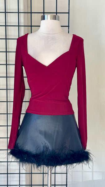Blusa vino copa manga larga