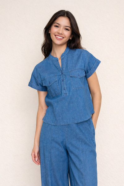 Blusa mezclilla bolsa