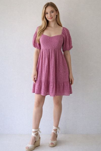 VESTIDO MORADO TELA BORDADA