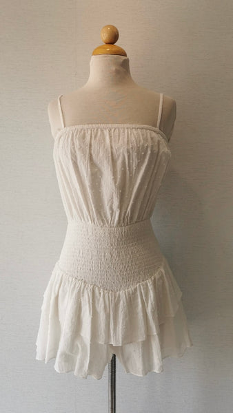 ROMPER BLANCO TELA BORDADA CORRUGADO ABDOMEN