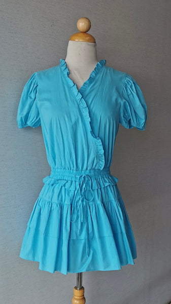 ROMPER AZUL AQUA CORRUGADO CINTURA