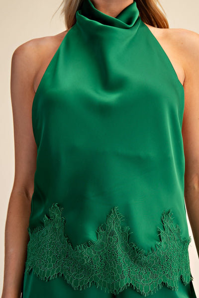 Blusa verde halter encaje