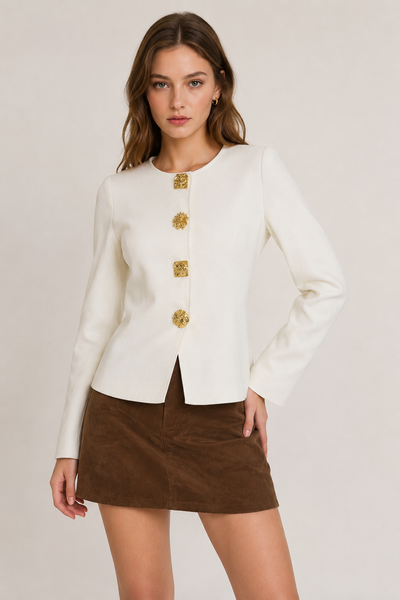 Suéter blanco beige dorado