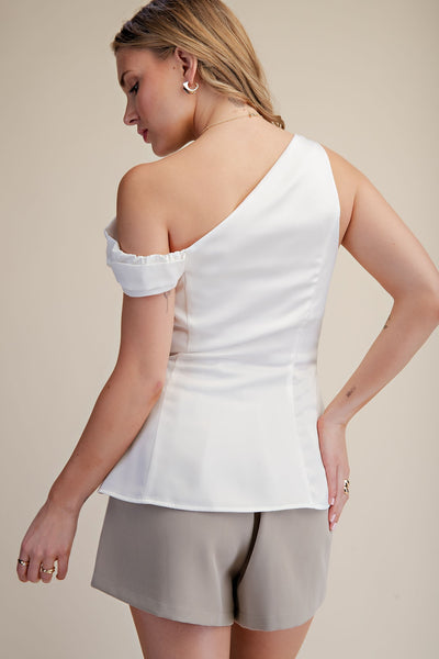 Blusa beige sin hombro