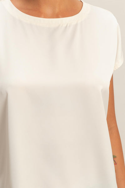 Blusa blanca crema manga satín