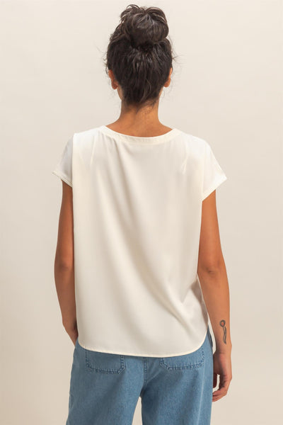 Blusa blanca crema manga satín