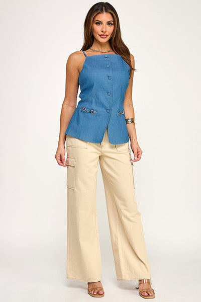 Blusa mezclilla sin espalda