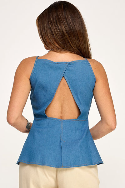 Blusa mezclilla sin espalda