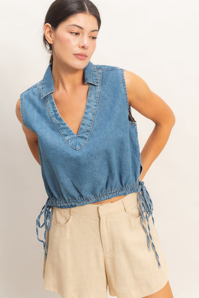 Crop top mezclilla clara