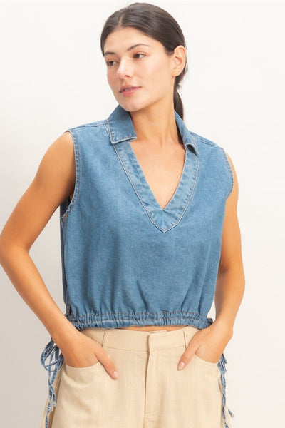 Crop top mezclilla clara