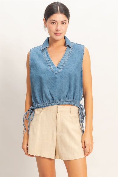 Crop top mezclilla clara
