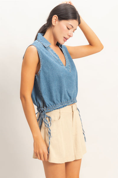 Crop top mezclilla clara