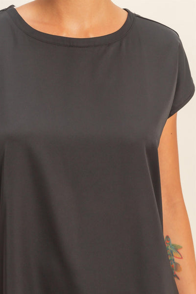 Blusa negra manga satín
