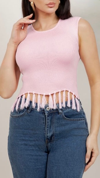 Blusa rosa fringe