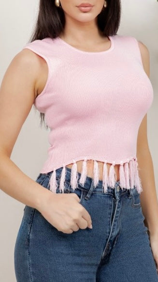 Blusa rosa fringe
