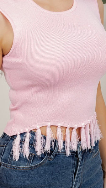 Blusa rosa fringe
