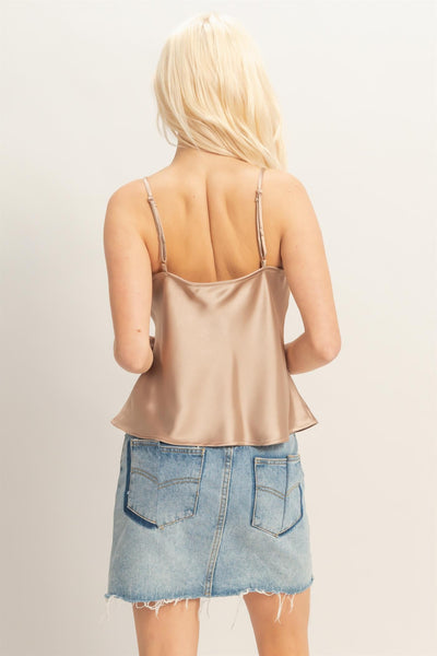 Blusa beige satín