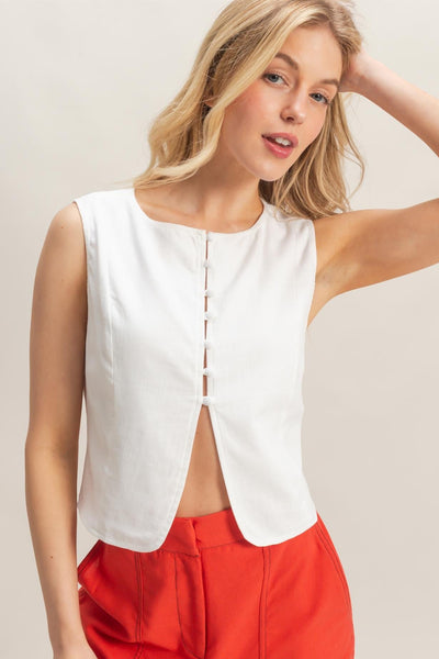 Chaleco blanco botón