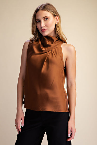Blusa café halter