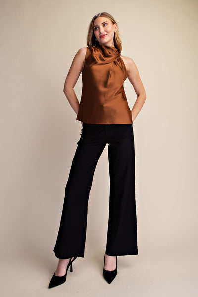Blusa café halter