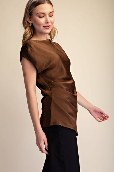 Blusa café hombro