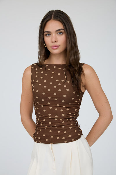 Blusa café lunares