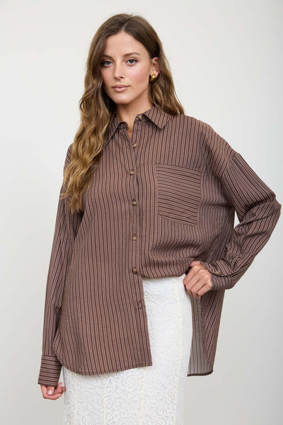 Blusa café rayas