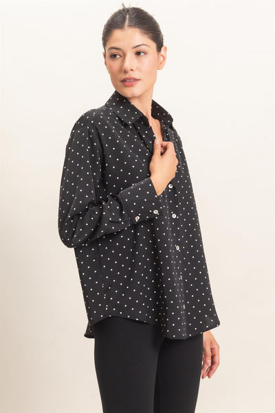 Blusa negra lunares