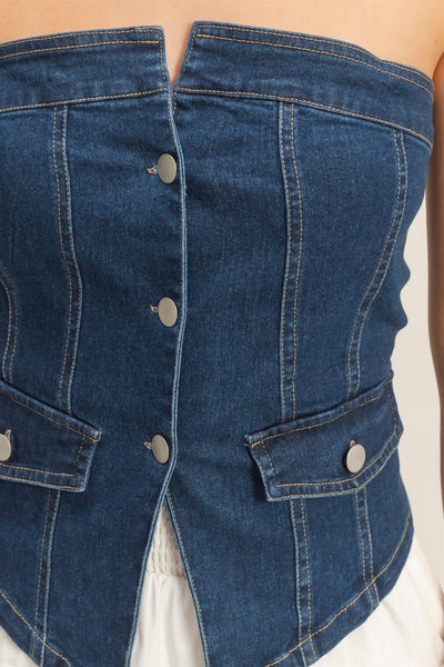 Blusa straple mezclilla obscura