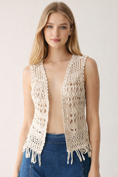 Blusa chaleco beige tejida