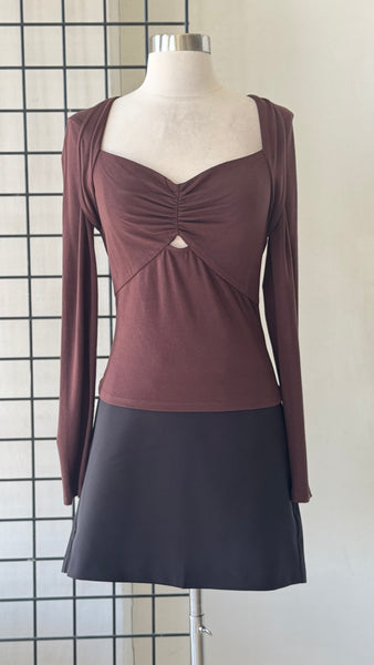 BLUSA CAFÉ CHOCOLATE MANGAS
