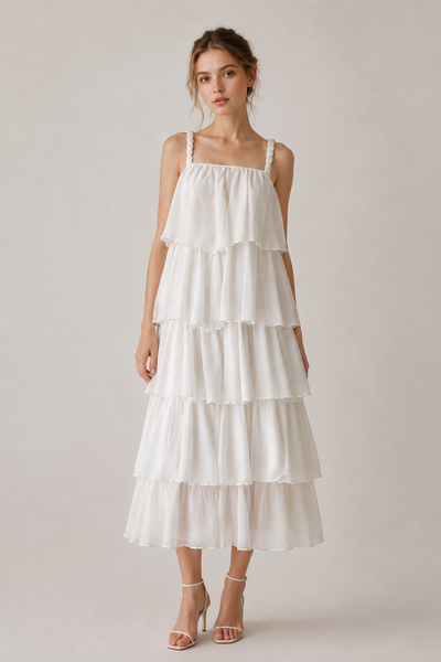 VESTIDO BLANCO TRENZAS A MEDIA PIERNA