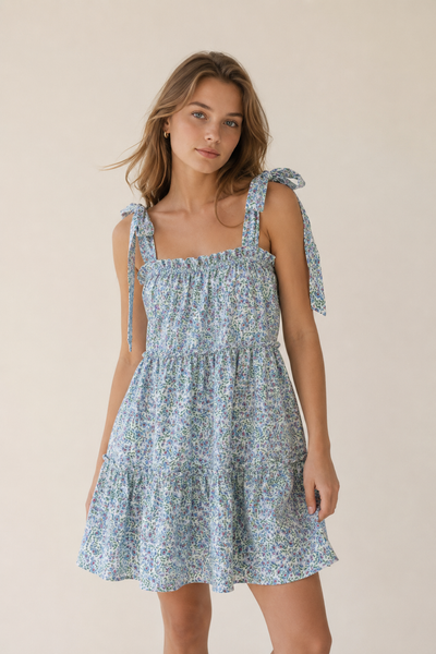 VESTIDO AZUL FLORES