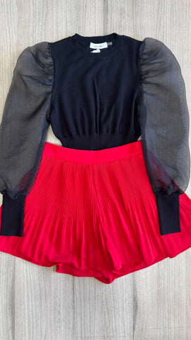 SHORT FALDA ROJA PLIZADA