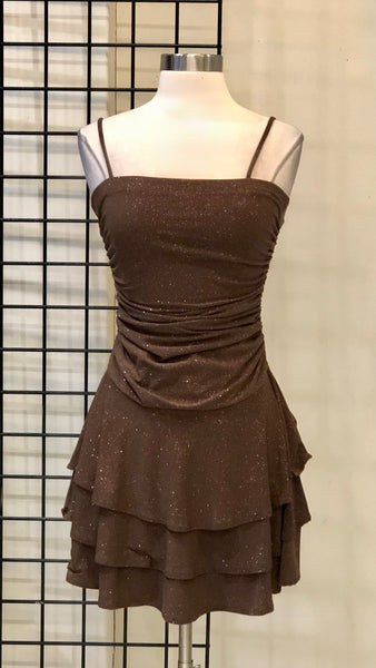 Vestido café corrugado billos