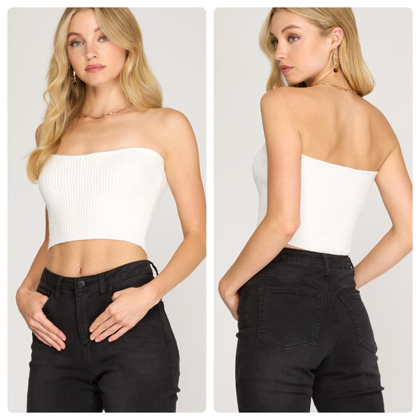 Crop top blanco tejido