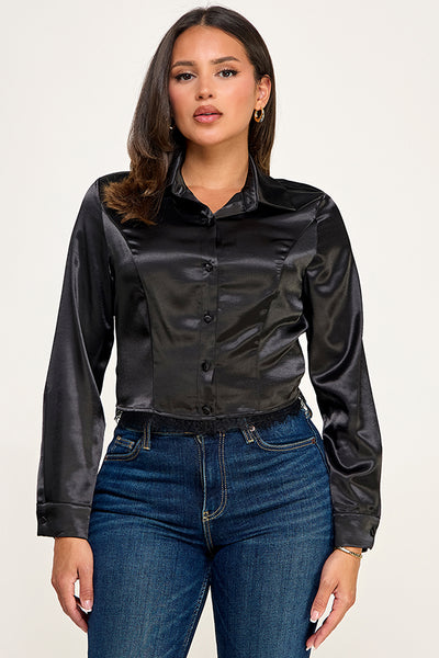 Blusa negra encaje abajo