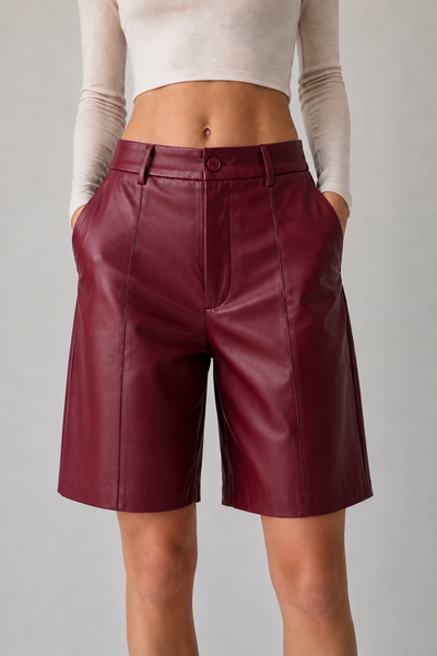 Shorts vino piel