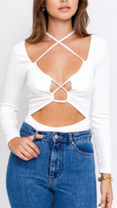 Bodysuit blanco escotado