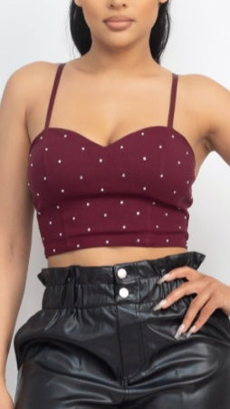 Crop top vino diamantes