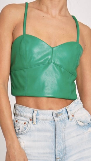 Crop top verde piel