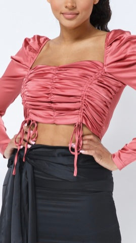 Crop top rosa corrugado