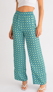 Pantalón palazo azul satín