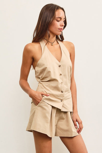 Romper beige lino