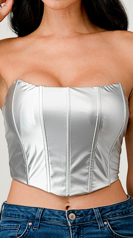 Crop top corset plata