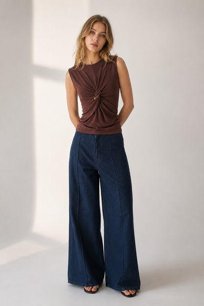 Blusa café nudo