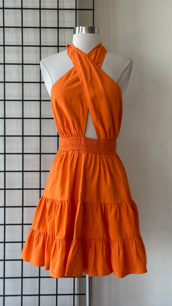 VESTIDO NARANJA HALTER