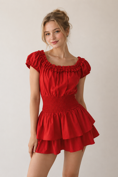 VESTIDO ROJO HOMBROS