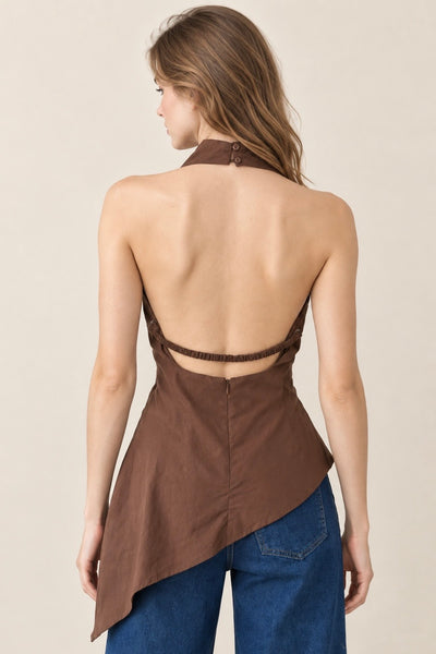 Blusa café halter